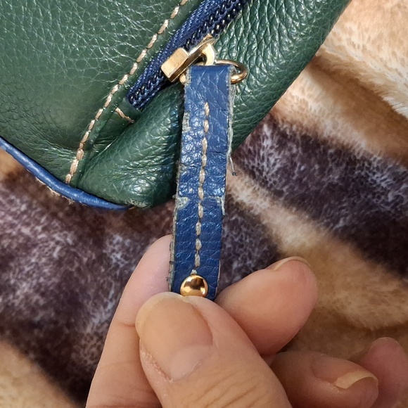Tignanello Green and Blue Vintage Leather Crossbody Bag 8x6 - Picture 12 of 12